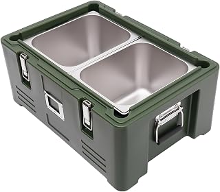 Insulated Food Pan Carrier Box, 31.7Qt Food Warmer with 2 Stainless Steel Pans,Long-lasting Insulation, Hot Box for Catering Hotels, Outdoor Parties(Black)