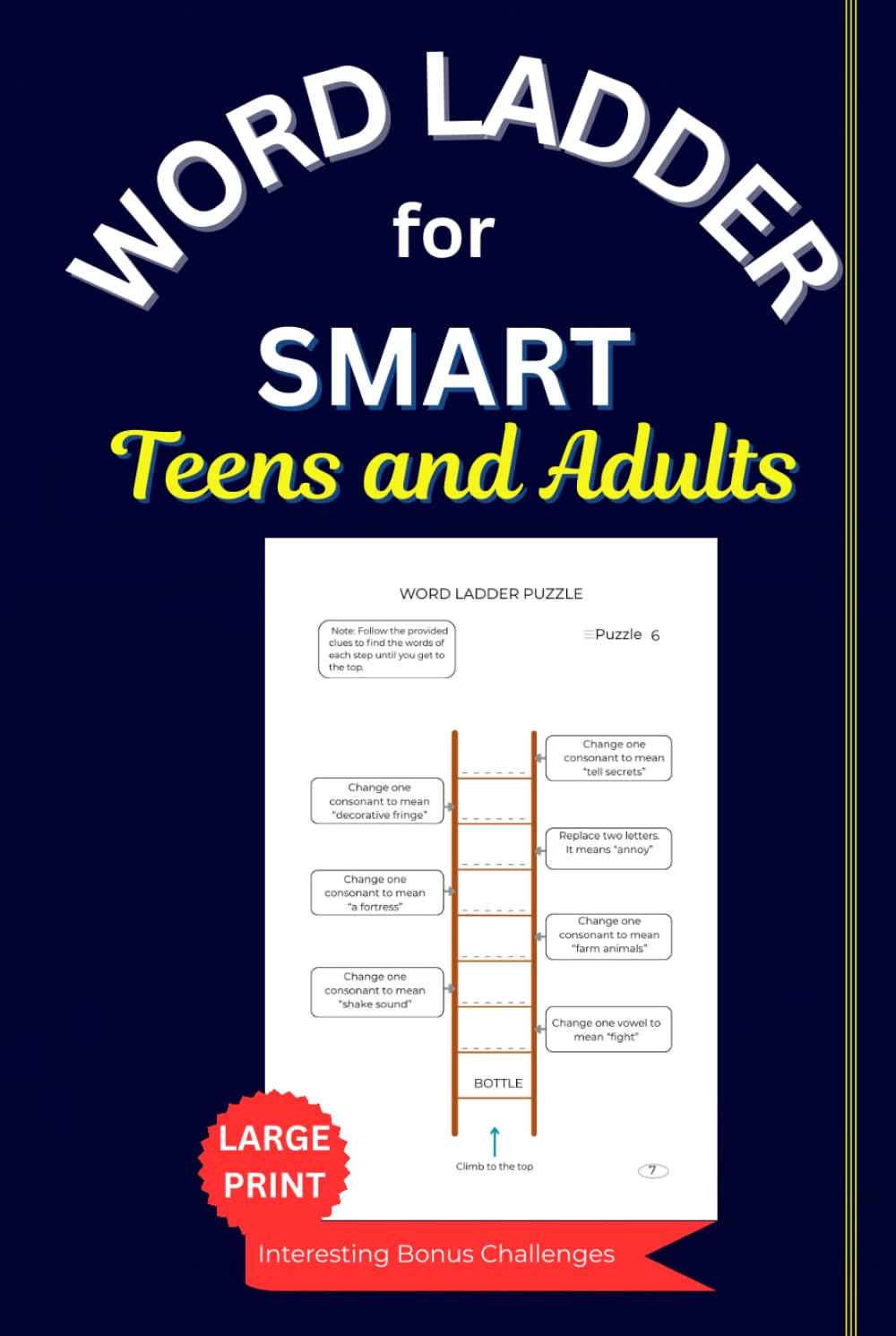 WORD LADDER FOR SMART TEENS AND ADULTS: A Brain-Training Puzzle Book for Vocabulary and Logical Thinking