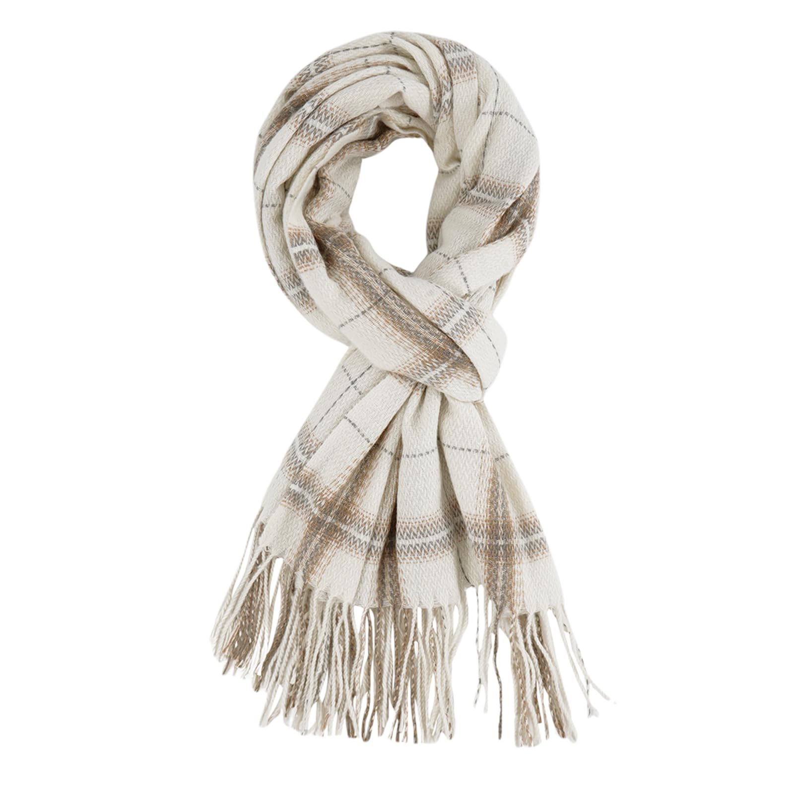 CYian Winter Scarf for Women Cashmere Feel Plaid Scarf Long Blanket Scarfs Winter/Fall Shawls and Wraps Large Scarves Gifts Beige