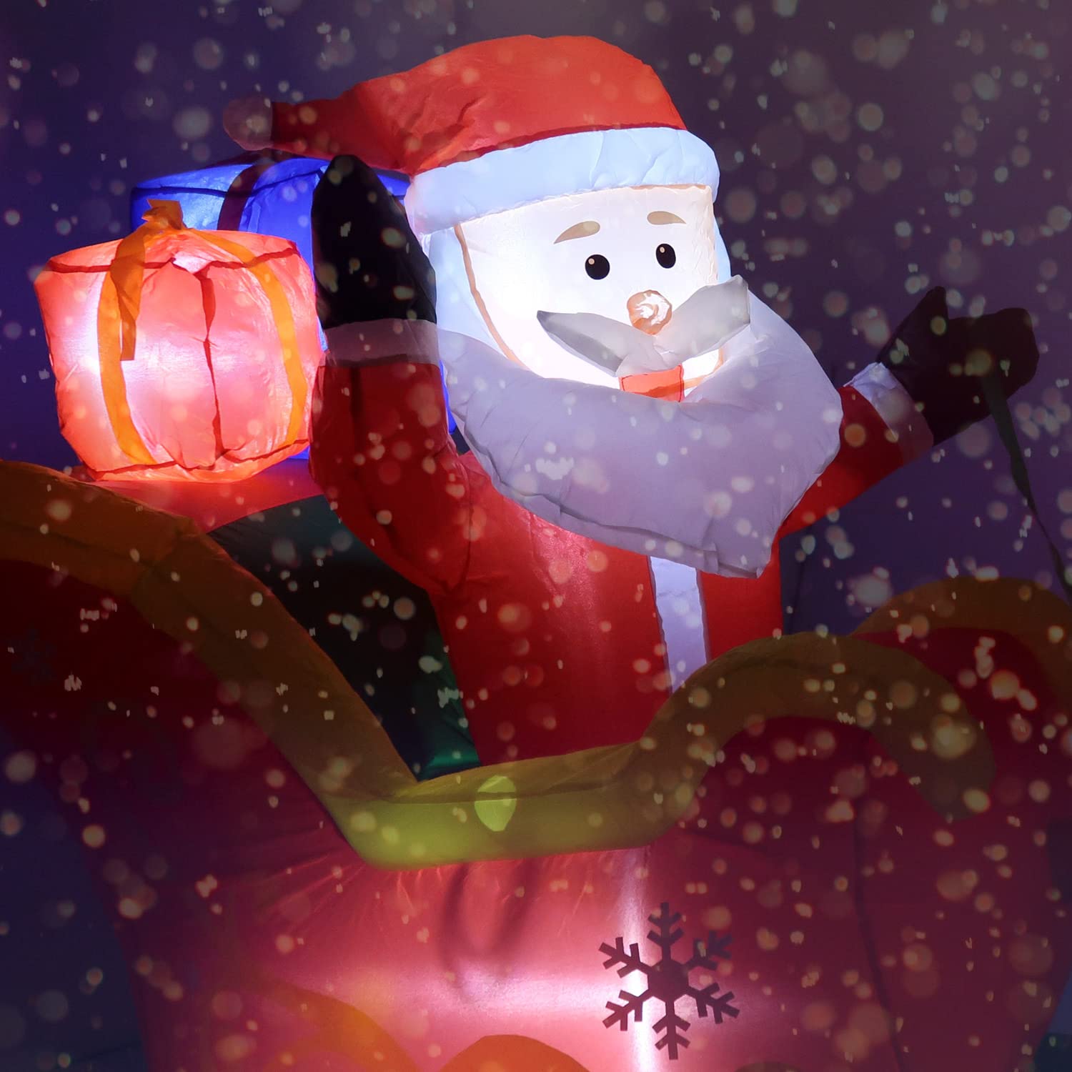 TRONJE 2.5m Babbo Natale Slitta Gonfiabile con Luce LED - Illuminato Renna Slitta Figurina Natale Decorazioni Natalizie Esterni - Ventola Permanente