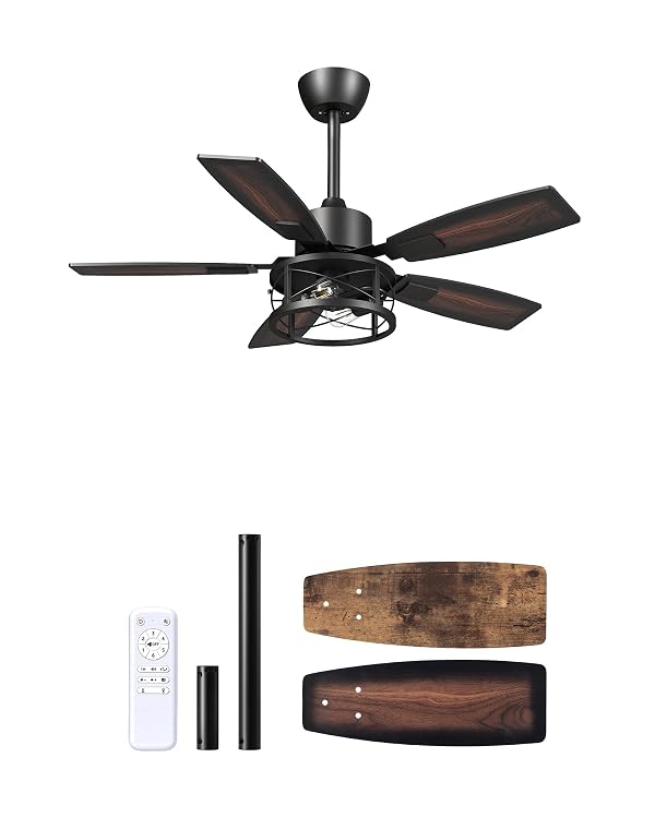 EDISHINE 42" Farmhouse Ceiling Fans with Light and Remote,10%-100% Dimmable by EDISHINE - Used condition - Image 9