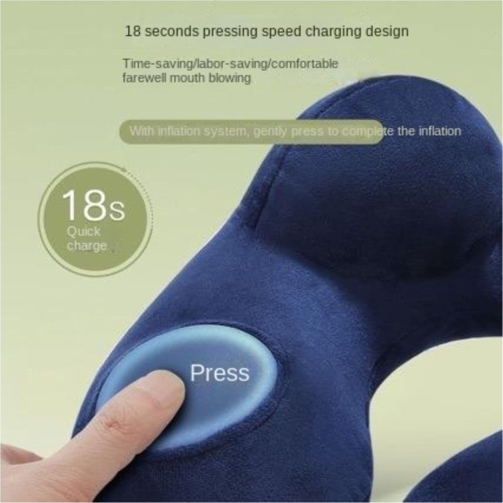 Portatile Cuscino Da Viaggio Cuscino Gonfiabile A Forma Di U Con Supporto For Il Collo, Adatto For Pisolini E Viaggi Ufficio Casa Morbido(Blue)