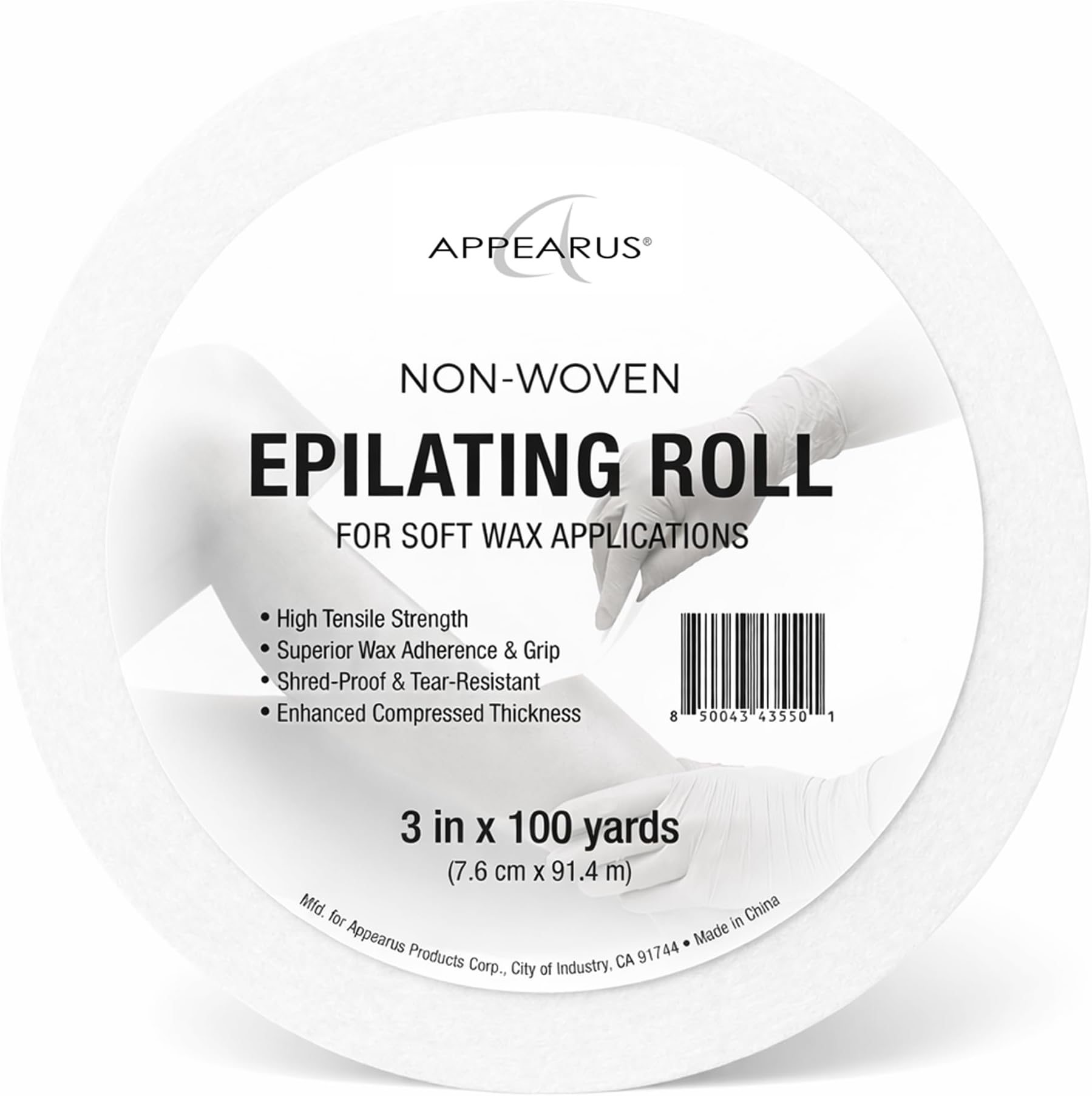 APPEARUS Non-Woven Waxing Roll - 90 GSM Heavy Duty Hair Removal Strips for Professional Estheticians - 3 Inch x 100 Yard Tear-Resistant Depilatory Paper for Salons