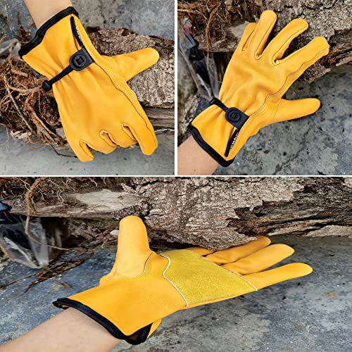 Idenax Gardening Glove Thorn Proof, Leather Working Gloves/Safety Work Gloves Men Women For Yard, Mechanic, Welding. (Medium) #TOP6