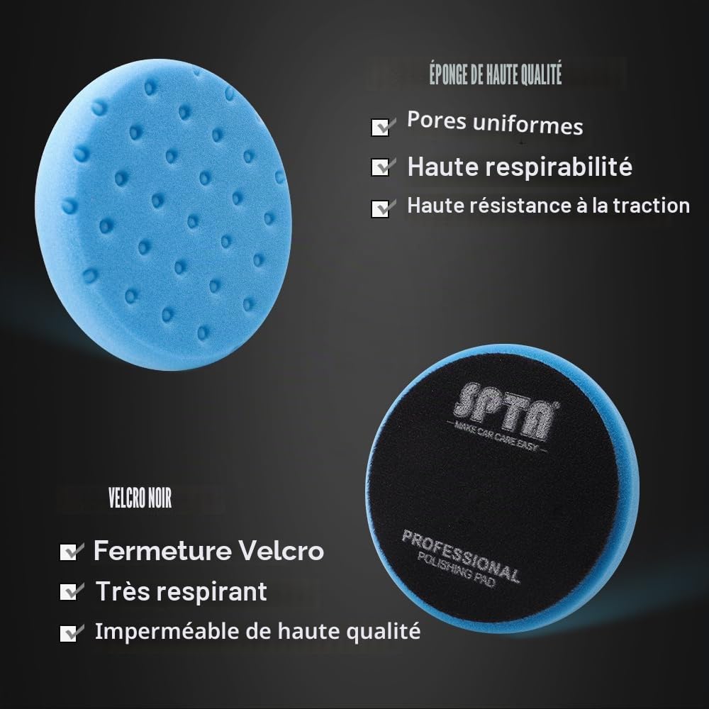 SPTA Polissage Pad, 5 Pièces 150mm/6 Pouces Éponge de Polissage Kit de Polissage pour Voiture Polisseur Tampon Pad/pour RO/DA Double Action polisseuse Polissage -FP3MS6-MIX