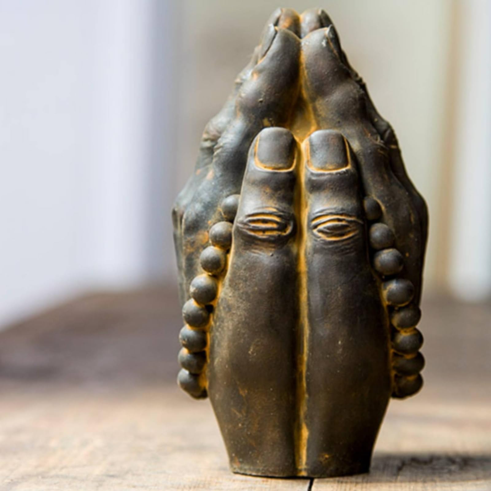 Soporte de Exhibición Antiguo Estatua Manos en Oración Figura Decorativa de Escultura Rústica Estética Antigua Peso Aproximado 1150 G Adecuada para Sala Altar