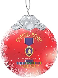 Purple Heart - WIA W Afghanistan SVC W Purple Heart Ribbon Round Christmas Ornaments are Suitable for Christmas Tree Decorations, Shops, Holiday Parties
