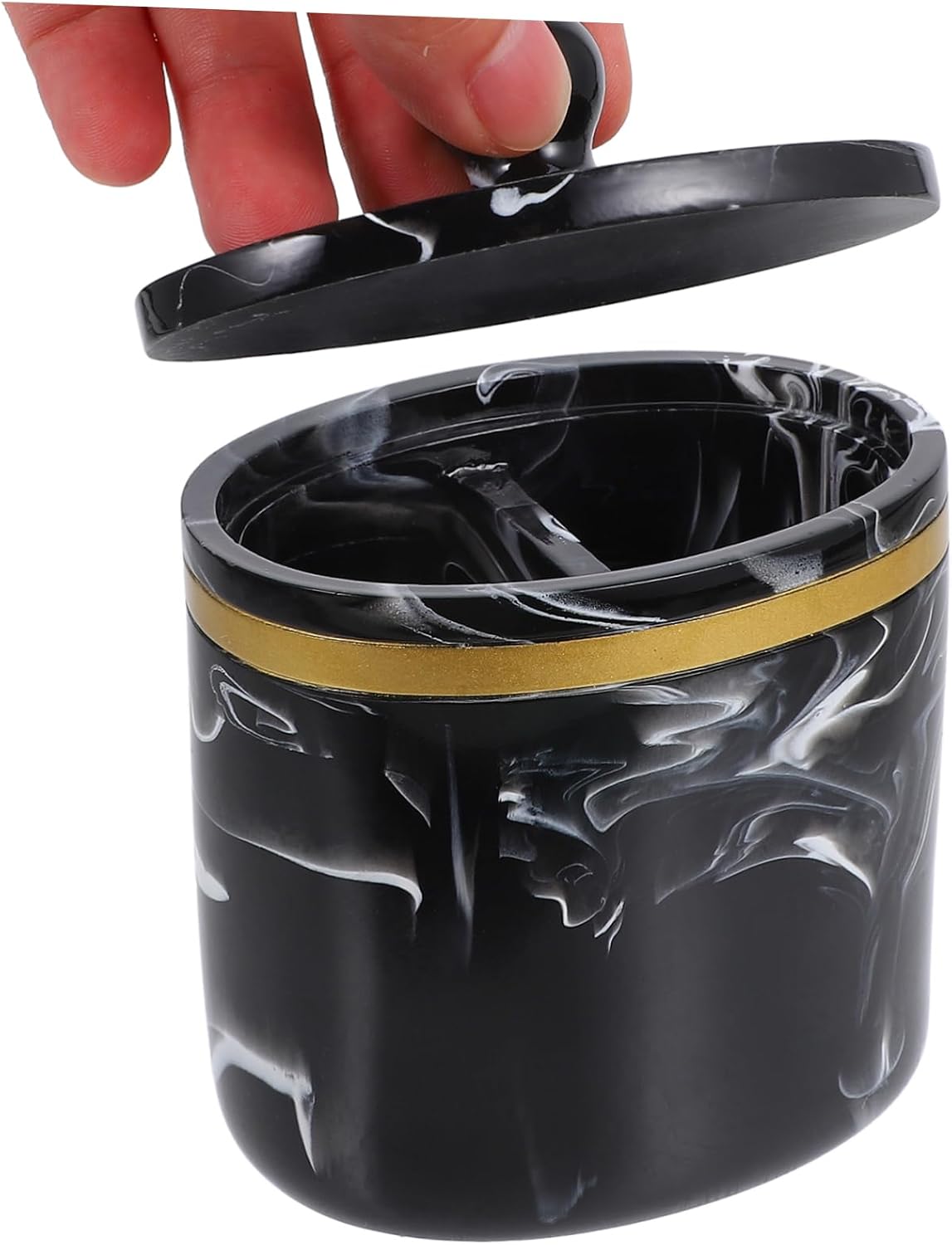 STOBAZA Cotton Rounds Container Square Tissue Box Holder Marble Toothpick Container Cotton Swab Dispenser