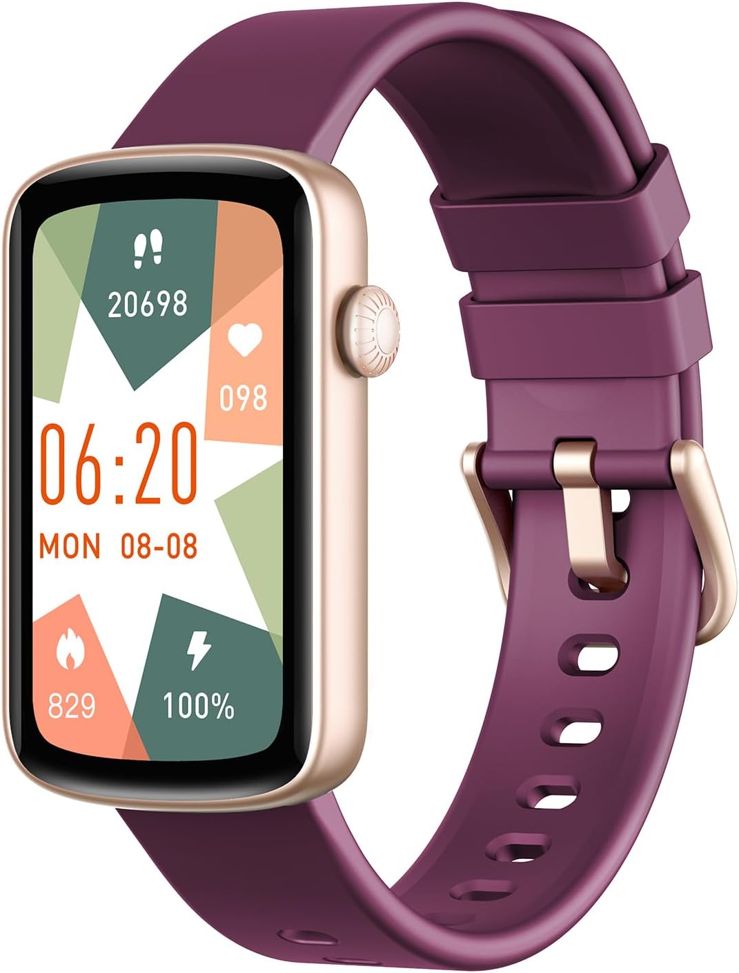 Fitness Watches for Women, LYNN2 Fitness Tracker with Heart Rate Monitor Blood Oxygen/Sleep Tracker Pedometer, Slim Step Tracker Watch for iOS/Android Phones Waterproof (Purple)