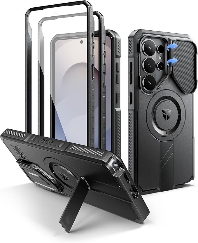Image of Dexnor for Samsung Galaxy S26 Ultra Case with Upgraded Slide Camera Cover & 2 Front Frames & Built-in Screen Protector & Kickstand, Heavy-Duty Rugged Case Full-Body Protective Cover(2026),Navy Blue
