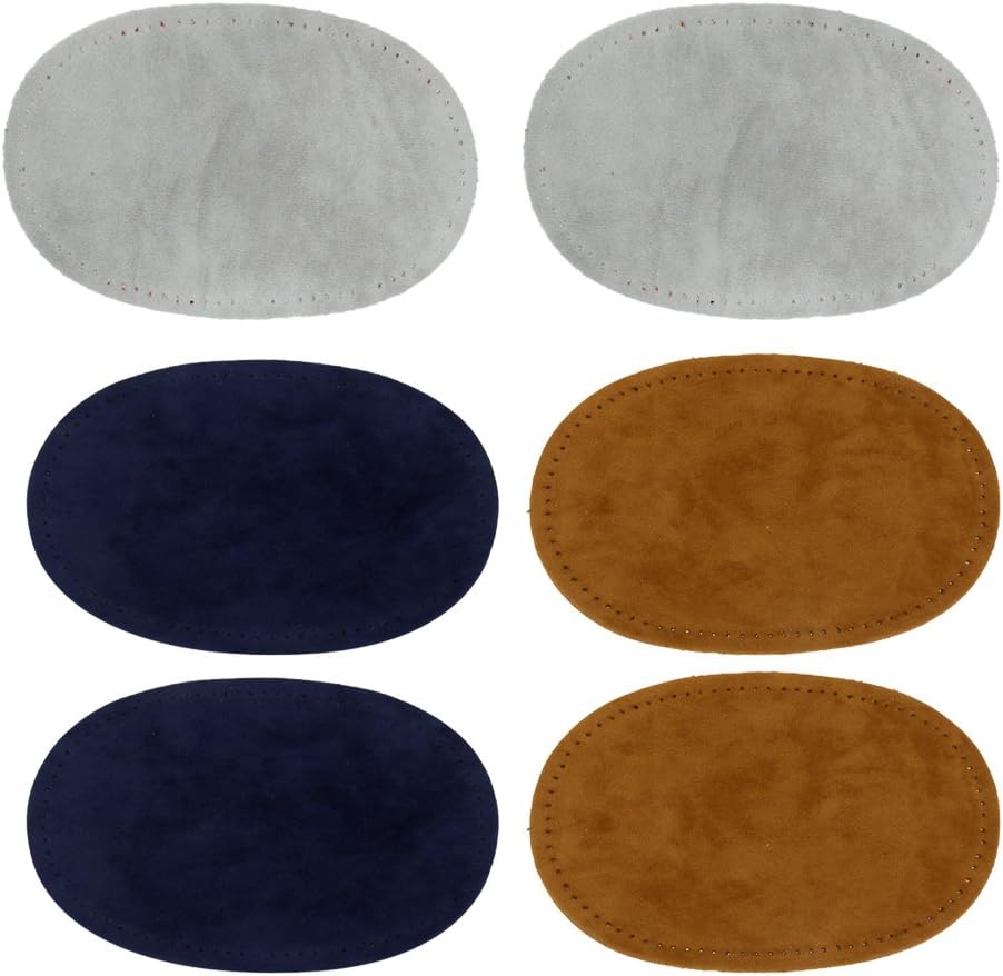 Fenteer Sew-On PU Leather Elbow/Knee Patches Blue Camel Grey Suede Fabric Patches (Packung 3)