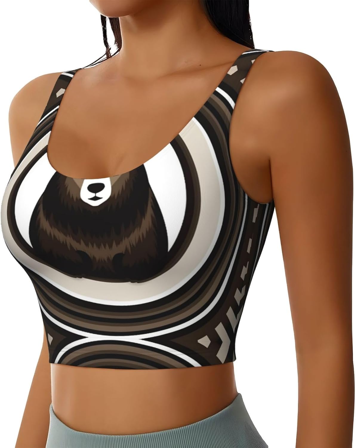 Concentric Circles Brown Bear Women's Sports Bras - High Support Workout Tops for Women, Bralettes with Support