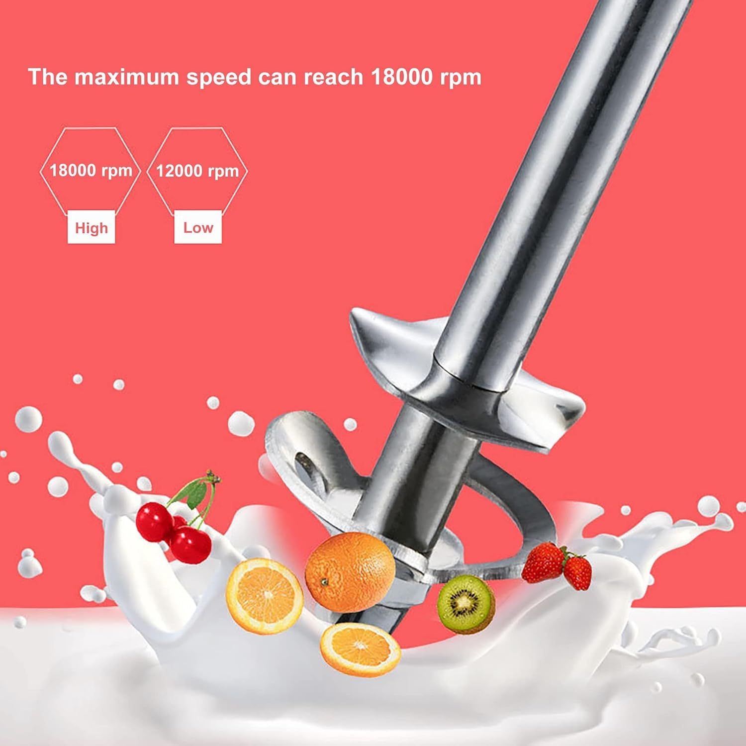 Elektryczny shaker do mleka, mikser do napojów z regulacją prędkości 300 W, mikser do spieniania mleka do smoothie z dużą filiżanką 1 l, prędkość silnika 18 000 obr./min, wielopoziomowy (podwójna