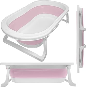 Folding Baby Bathtub with Legs - Banheira - Baby Bath - Pink