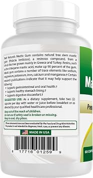 2 Pack - Best Naturals Mastic Gum Capsules 500 mg - 60 Count - (Non-GMO) (Gluten Free) - Promotes Healthy Stomach & Duodenal Health - (Total 120 Capsules)