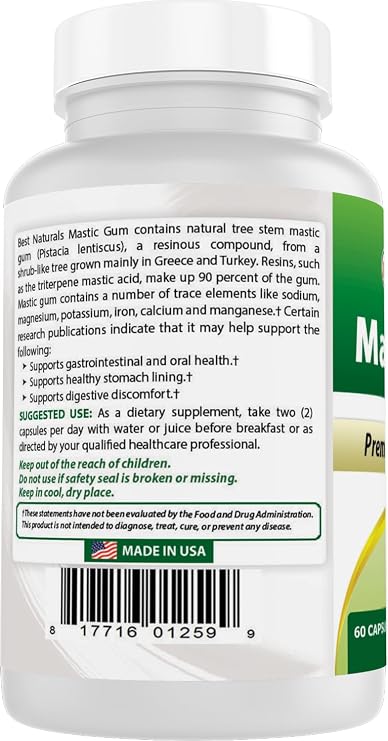 2 Pack - Best Naturals Mastic Gum Capsules 500 mg - 60 Count - (Non-GMO) (Gluten Free) - Promotes Healthy Stomach & Duodenal Health - (Total 120 Capsules)