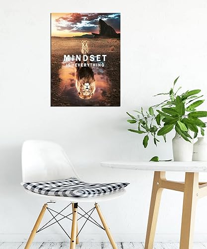 Miniatura 4 de Lienzo inspirador impreso para pared, diseño de rey león, mentalidad es todo, motivación empresarial, motivación, póster impreso para dormitorio,