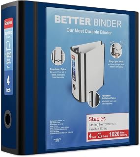 Staples 1618290 Better - Carpeta con 3 anillas (10,16 cm), color azul