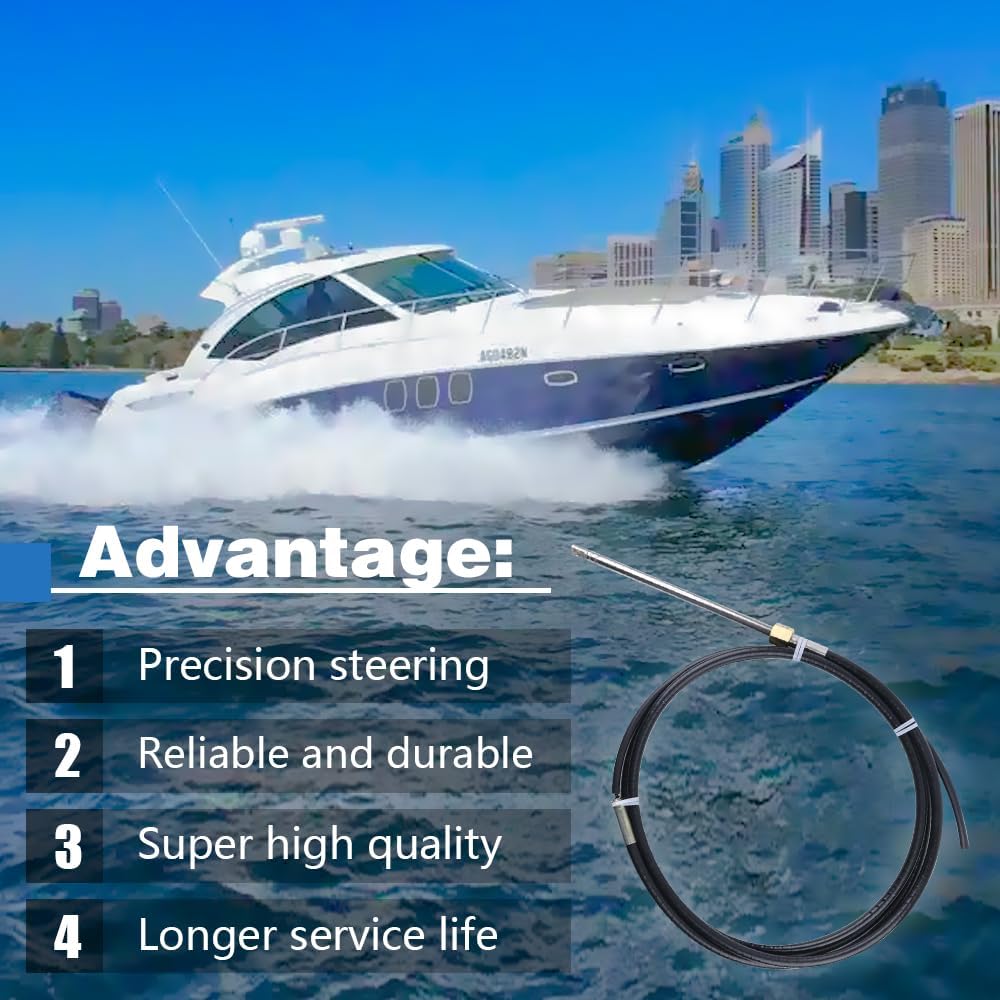 13FT Fast Connect Rotary Steering Cable FIT Uflex M66 FIT Teleflex Seastar SSC6213 SSC6200 Stainless Steel Output Ends