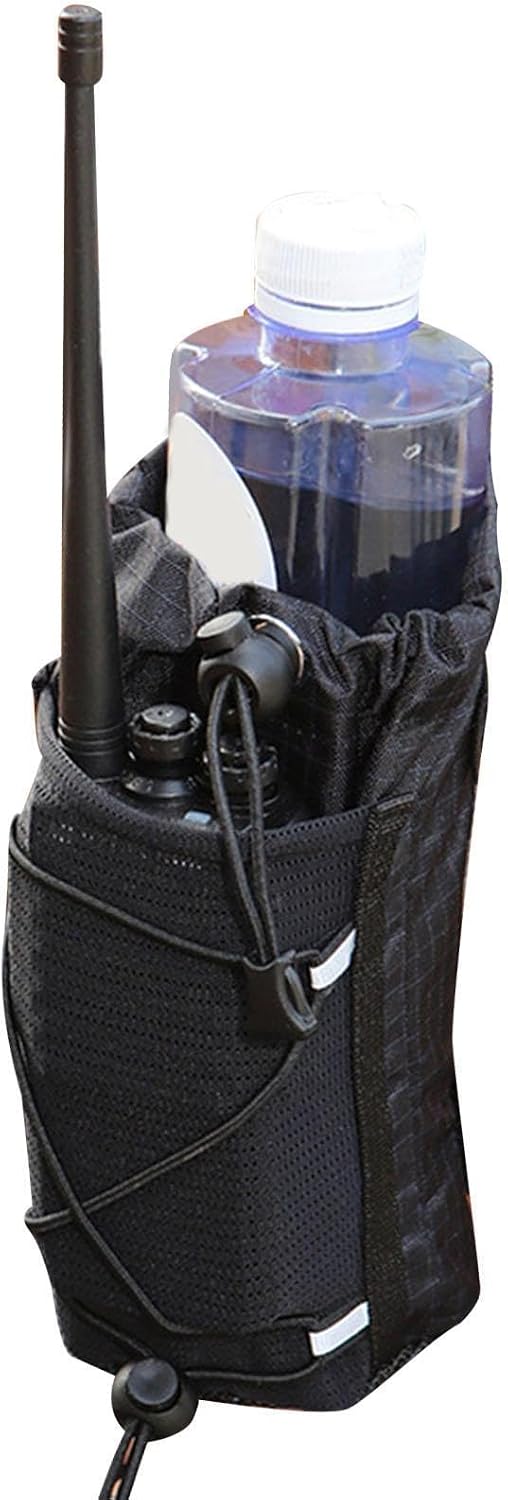 Backpack Phone Pouch - Waterproof Bottle Carrier Bag Backpack Strap (Black)