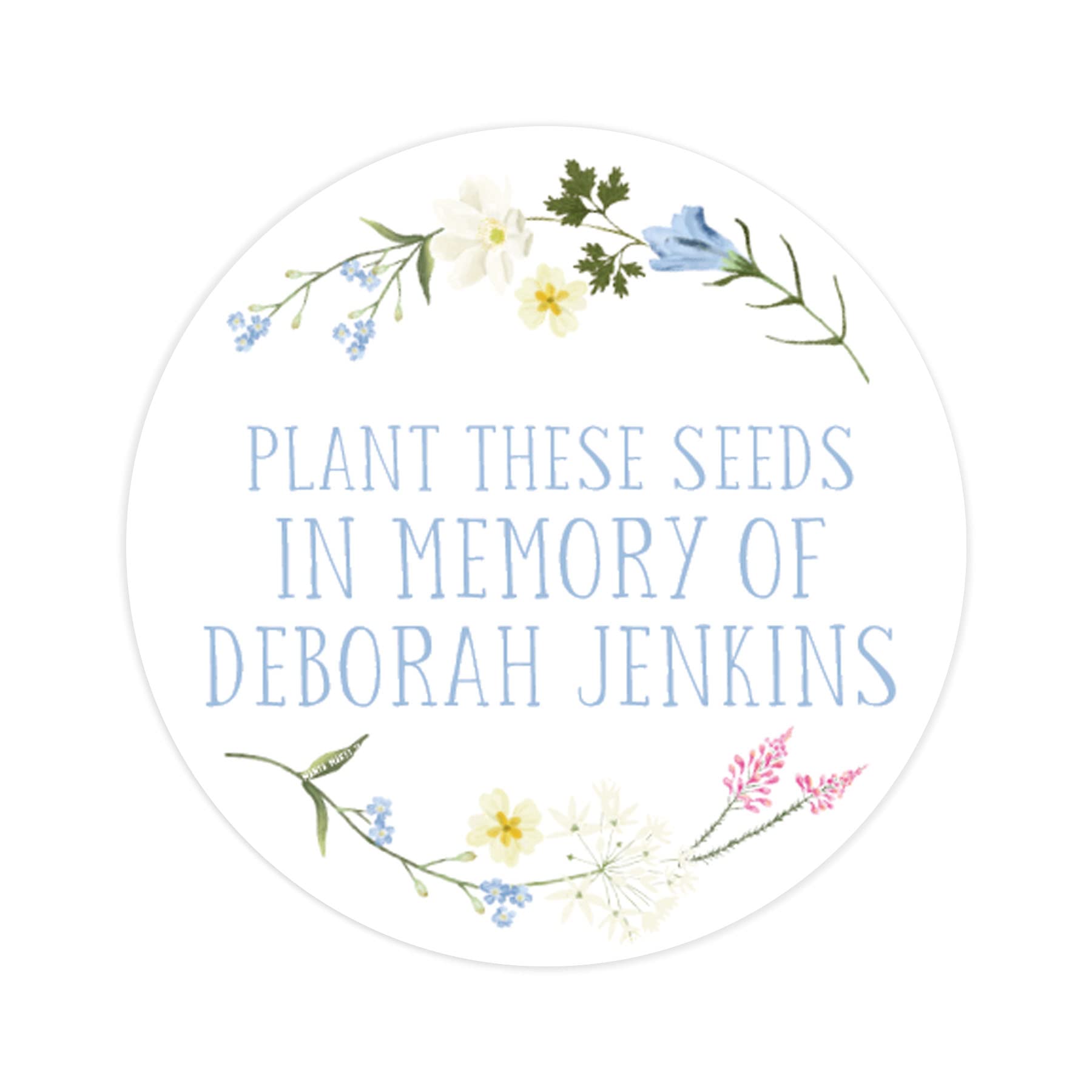 Manta Makes in Memory of Personalised Wildflower Stickers | Floral Memorial Stickers | in Loving Memory Seed Funeral Sticker | Custom Labels Wedding (in Memory)