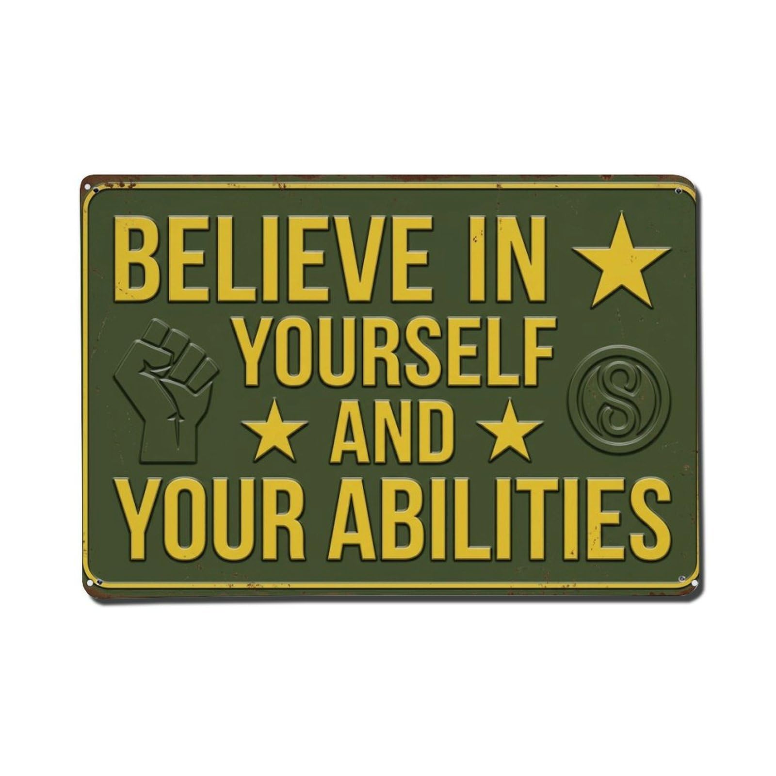 Believe Yourself Your Hustle Retro Motivational Slogans Vintage Metal Tin Sign Plaque Wall Decor for Cafe, Club, Garden Metal Poster 8x12Inch