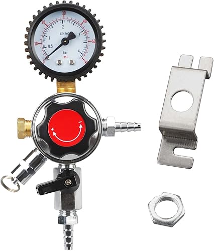 Regulador secundario de CO2 con barra de salida de 516 pulgadas, regulador de gas de cerveza, 0-60 PSI para cerveza casera, barril de cerveza