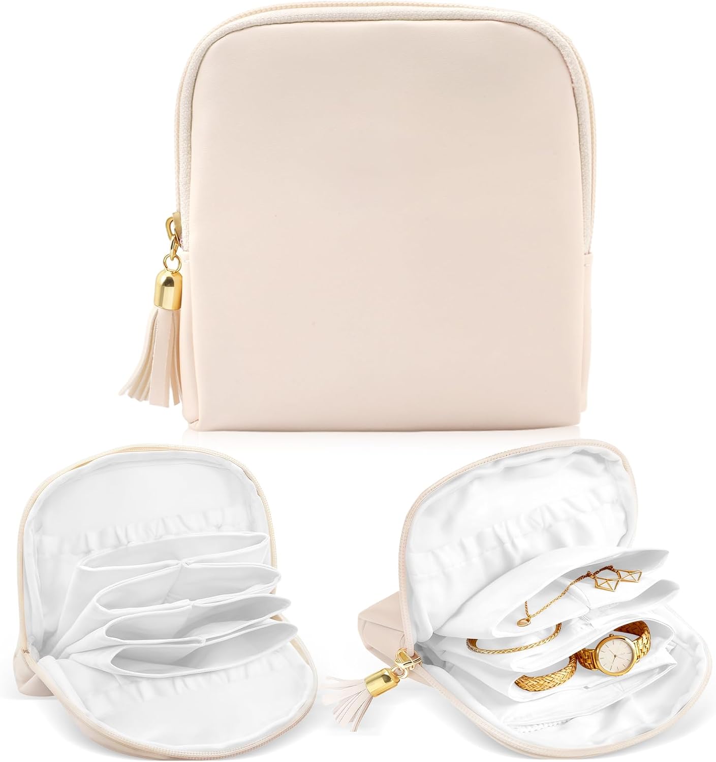 Small Jewelry Travel Case Jewelry Pouch Bags Jewelry Case with Zipper Soft Velvet Organizer Storage Bag for Necklaces Bracelets Earrings Travel Essentials Gifts for Men Women (Pink)