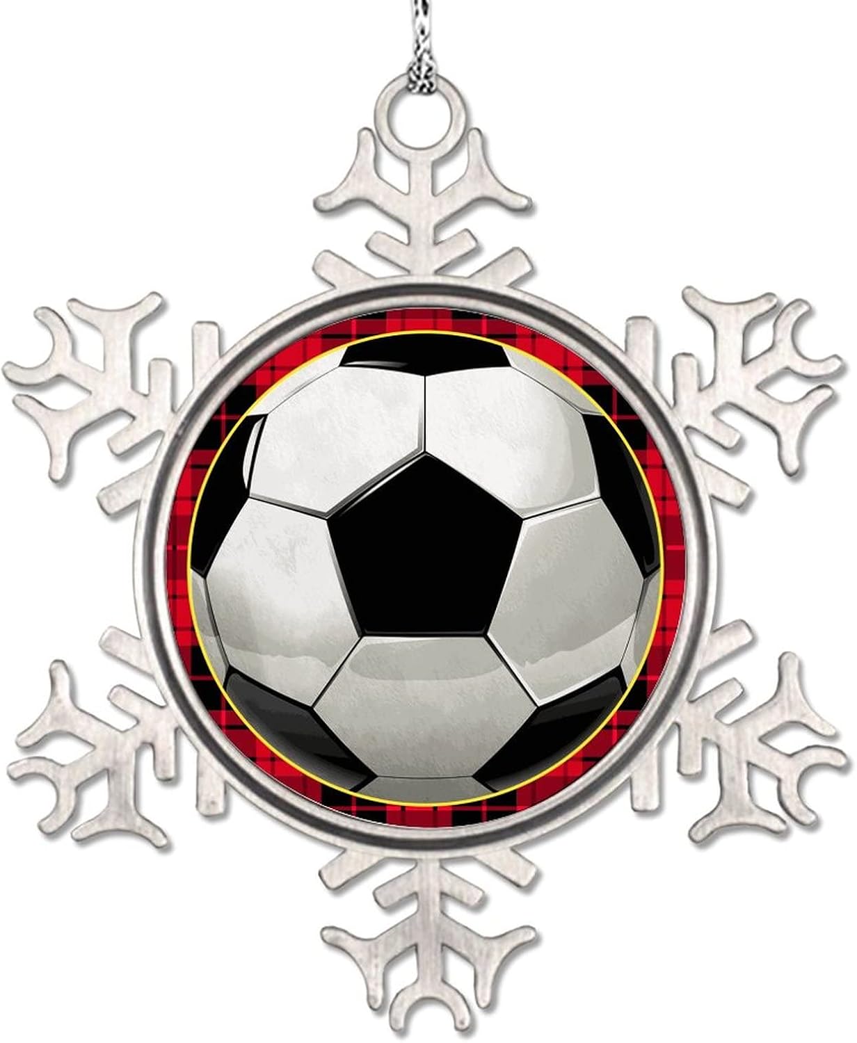 Snowflake Ornament Soccer Christmas Decorations for Tree Realistic Sport Football Personalized Christmas Ornaments 2023 Funny Metal Souvenir Xmas Tree Hang Pendant Winter Exchange Gift