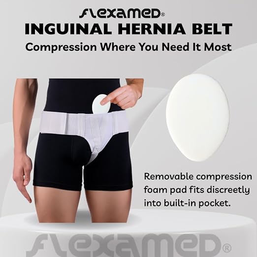 Faja inguinal con soporte y almohadilla de compresión blanca - X-Grande miniatura 4