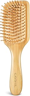 Bamboo Hair Brush for Hair Growth Detangler Brush Wooden Paddle Hairbrush with Bamboo Bristles for Scalp Massager Hair Brushes for Women Handle Pointed Bristle Travel Hair Brush for Fine Hair