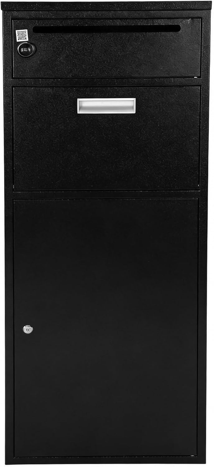 Galvanized Steel Secure Anti Theft Package Delivery Box with Package Delivery Sign Outdoor Parcel Delivery Letterbox Anti-Theft Lockable for Porch House Curbside