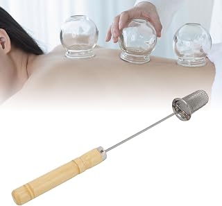 Cupping Booster Rod, Fire Cupping Stick Rod Cupping Torch Anti Scald Metal Mesh Reusable Vacuum Cupping Torch with Wooden Handle Universal Ignition Stick