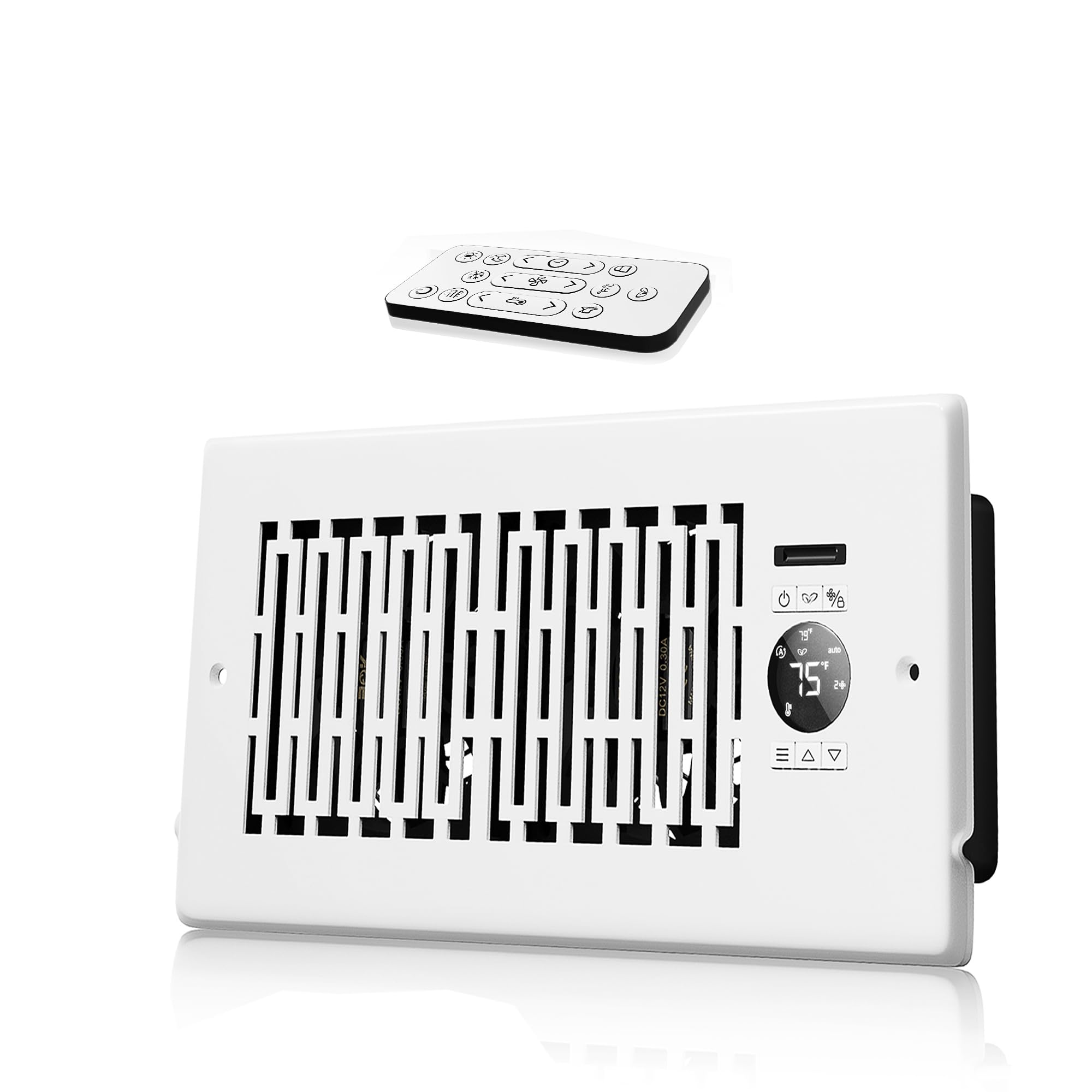 10-Speed Register Booster Fan Fits 4"x10", Smart Vents Thermostat and Remote Control for Home Heating and Cooling