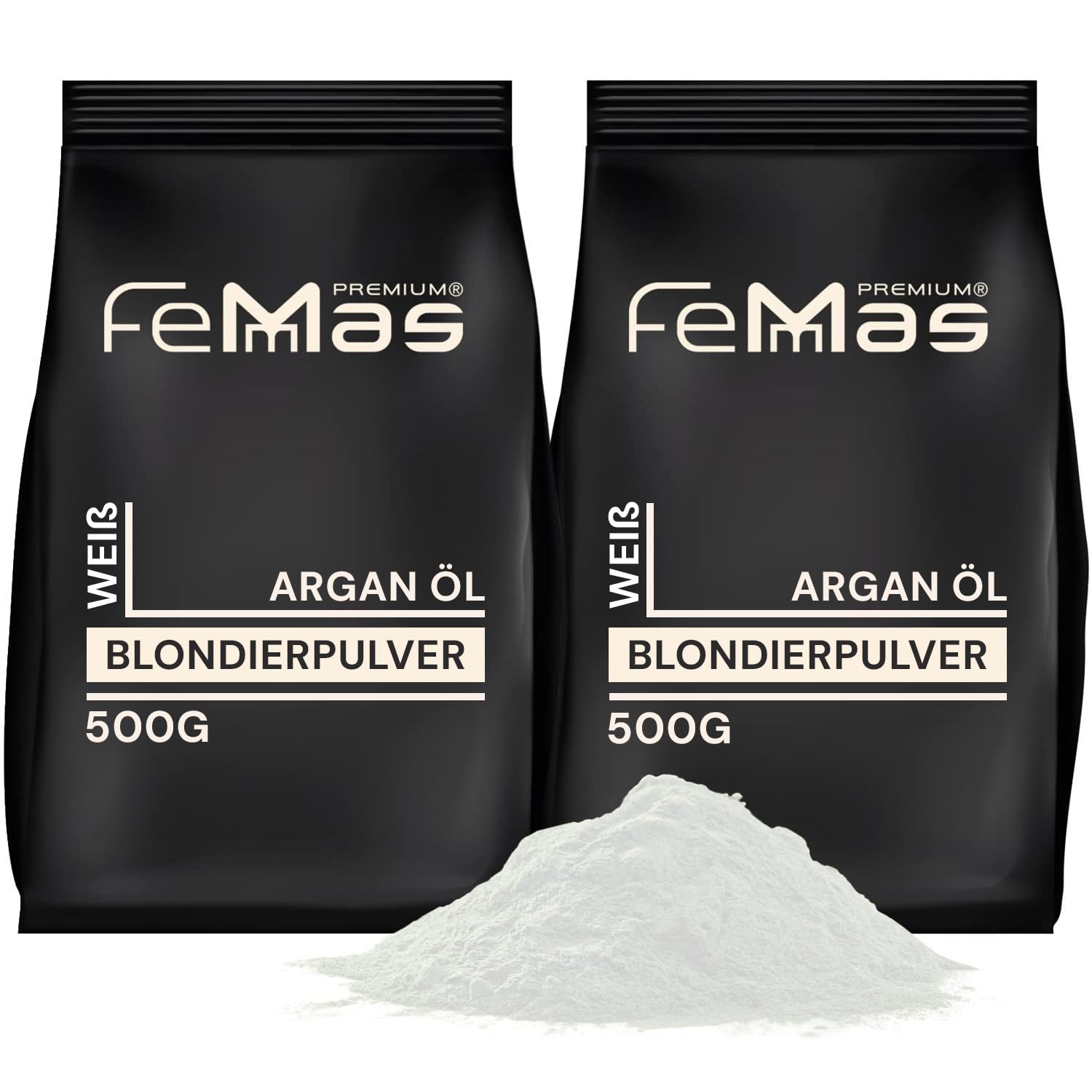 FemMas poudre décolorante blanche 500g I Avec technologie Plex et huile d'argan I application facile et décoloration uniforme I forte et sans poussière I Éclaircissements des cheveux de 2 à 7 nuances