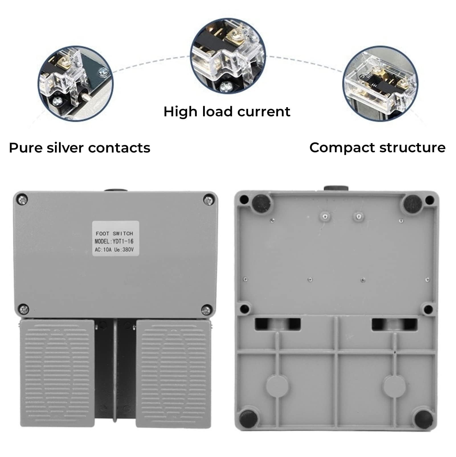 Interruptor de Pedal Doble 380VAC 10A de Superficie Lisa para Tornos Taladros de Columna y Punzonadoras