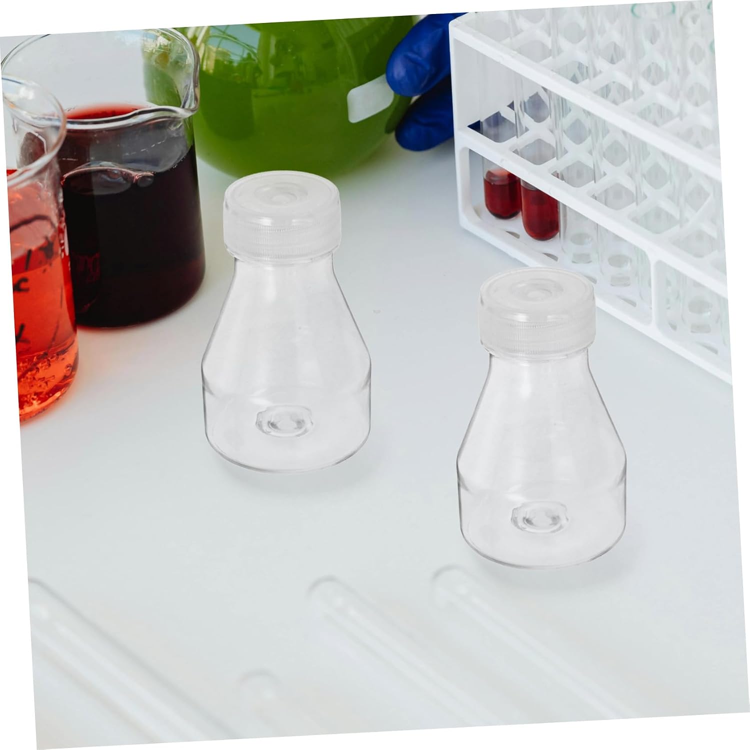 2pcs High-Temperature Resistant Plastic Flasks for Cell Culture Tissue Bottles for Laboratory Experiments for Sample Collection and Strain Culturing