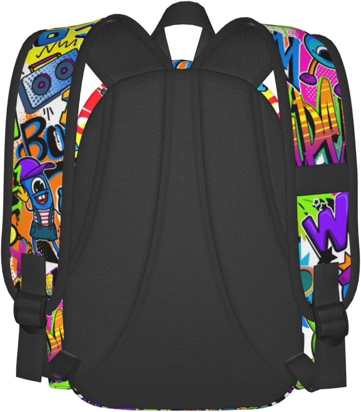 Black Blue Graffiti Multipurpose School Bag Bookbag for Teenage Boys Girls Daily Backpack - Image 4