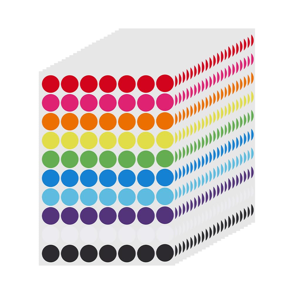 BEAMARKER 1750Pcs Dry Erase Dot Circles Removable Self Adhesive Stickers Round Spots Floor Decals Color-Coding Labels Stickers for School Classroom Table Teachers Students 8.66x5.8 Inch
