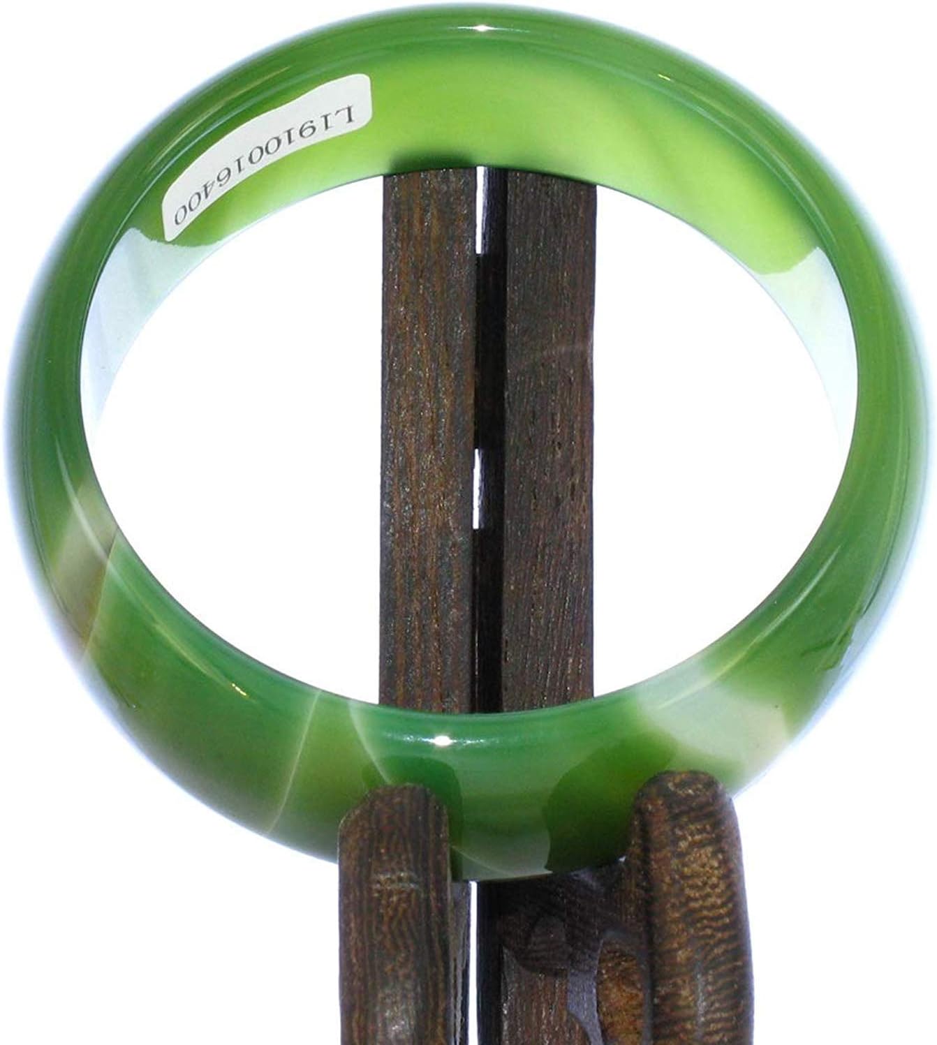 2.3" China Certified Nature Green Chalcedony Jade Women's Bangle Bracelets 6400