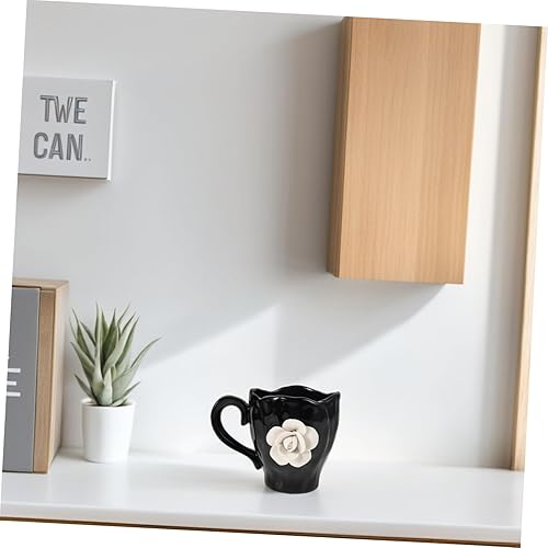 Miniatura 7 de Cabilock Bonita taza de café de cerámica floral con asa, taza de té de viaje irregular para mujer, diseño para té de tarde, Navidad y uso diario