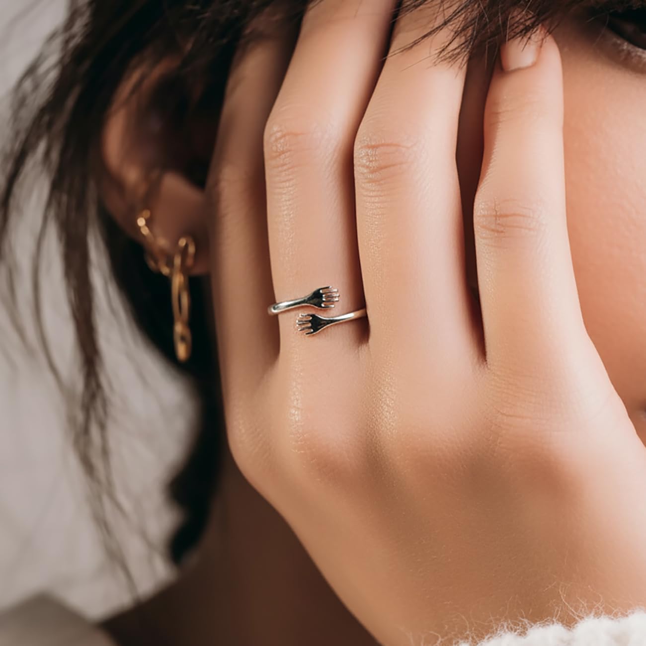 To My Granddaughter Hug Ring From Grandma, Adjustable Hope Rings Inspirational Stainless Steel Engraved With Always With You Message for Women Jewelry Gift for Her Birthday Christmas Non Tarnish - Image 6