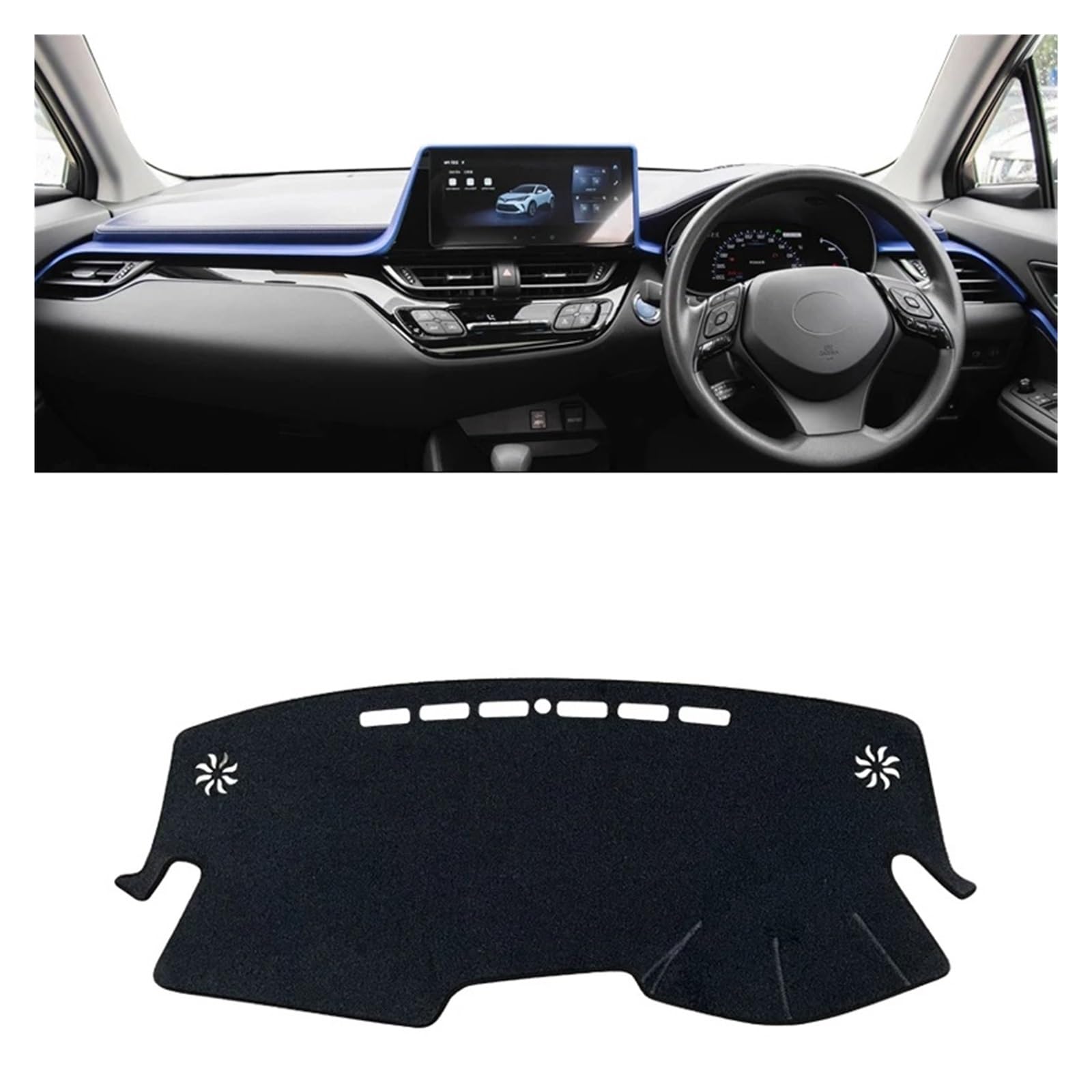 Alfombrilla para salpicadero de Toyota CHR 2016 a 2023 negra 3