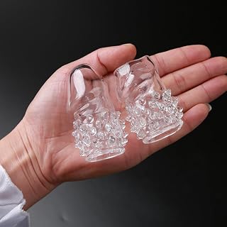 2 Pcs Clear Penis Sleeve Set,Soft Stretchy Cock Rings with Textured Studded,Delayed Ejaculation G Spot Stimulation Glans Sheath,Girth Enhancer Sleeve,Male Adult Sex Toys