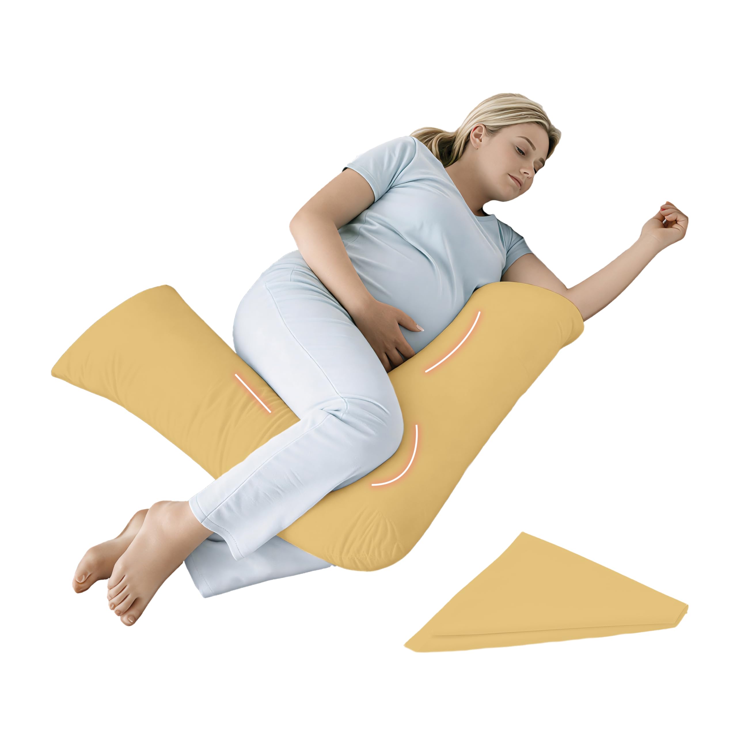 Egypto Latte Orthopaedic V Pillow With Pillowcase | Anti-Allergy V Shaped Pillows For Neck & Back | Ideal For Pregnancy, Nursing & Recovery Triangle Pillow (Latte)