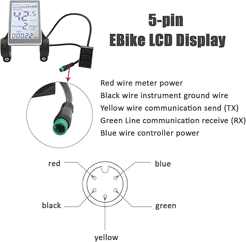 Miniatura 5 de Pantalla LCD de bicicleta eléctrica M5 Panel de conector impermeable Pantalla de panel de visualización de scooter eléctrico