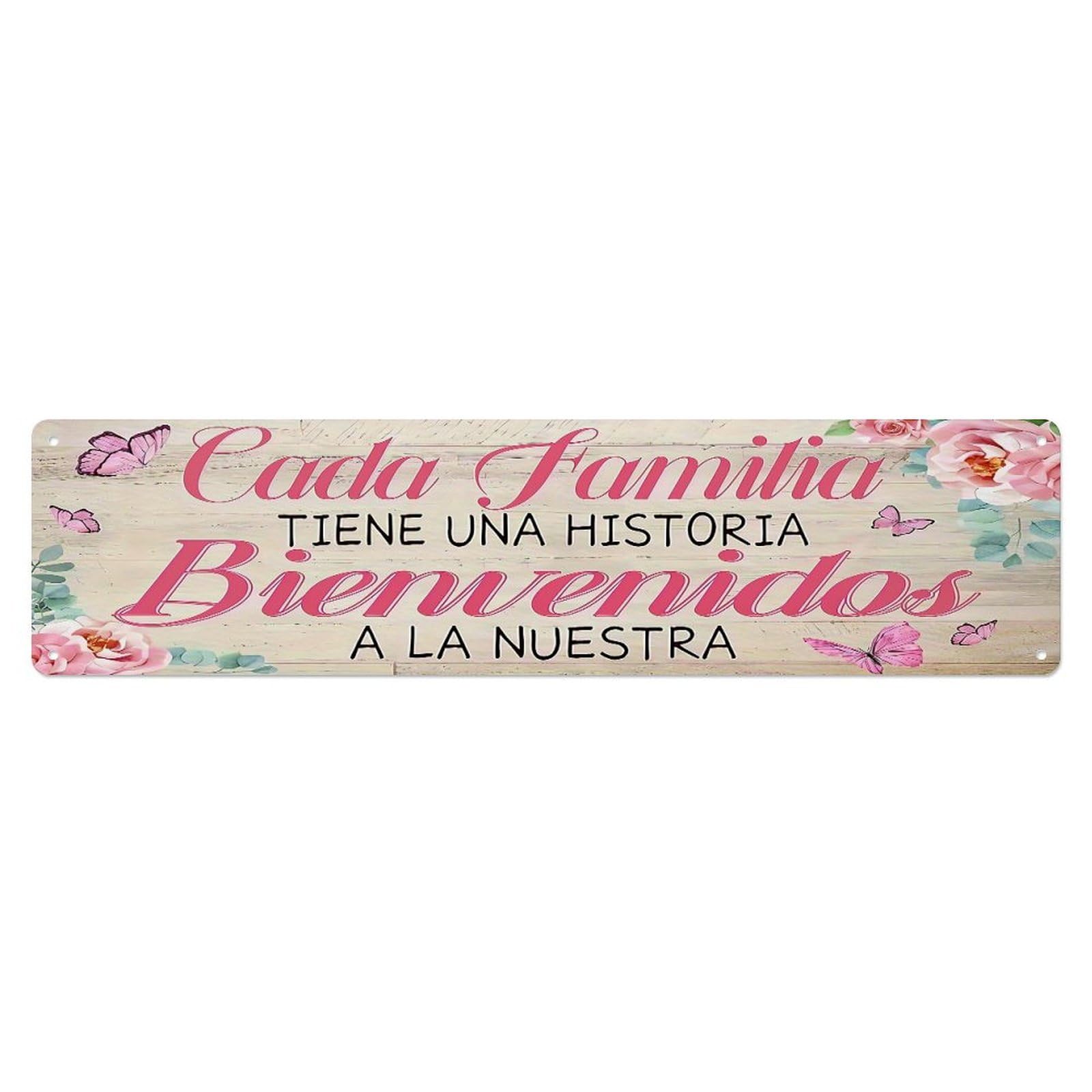 Floral Butterflies Wood Text Pattern Metal Tin Sign Plaque