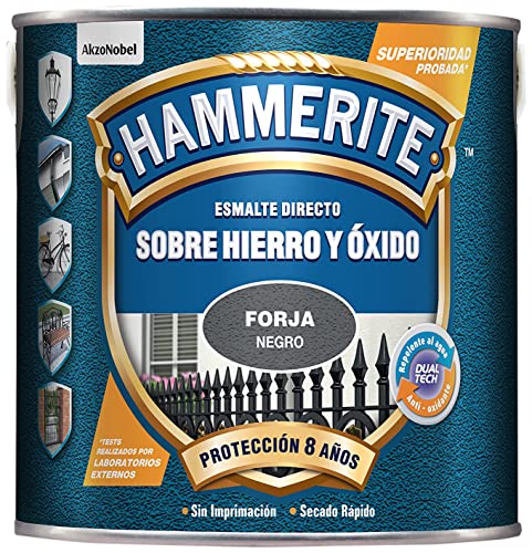 Hammerite Vernis direct sur fer et rouille, fer forgé noir, 2,5 L