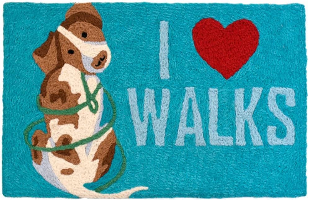 Jellybean Indoor/Outdoor Decorative I Luv Walks Accent Rug - 21" X 33"