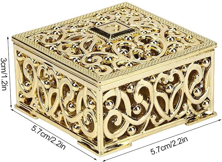 Gold Wedding Favor Containers, 12PCS Gold Candy Boxes Hollow Out Candy Boxes Hollow Candy Storage Boxes Gift Box Party Favors Decorative for Baby Shower Princess Birthday Party Supplies, 2.2x2.2x1.2in image 3